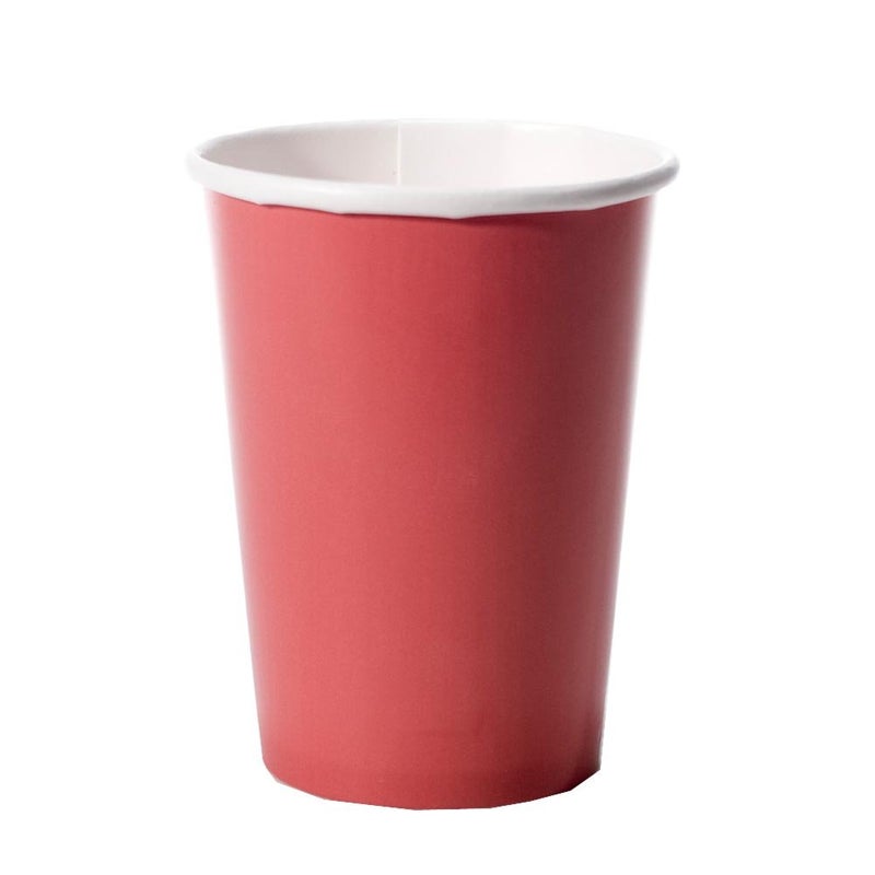 Unique Party Plain Ruby Red Disposable Paper Cups - 12 oz, Pack of 10 - Ideal for Parties, Picnics, & All Occasions - Image 2
